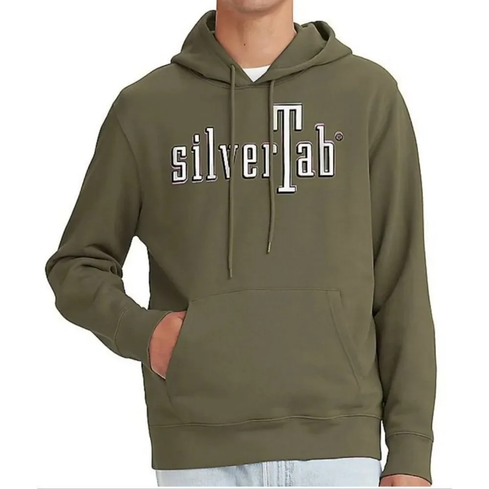 Mens Levi's Levis Silvertab Graphic Hoodie Mens S Olive Green Long Sleeve Logo -